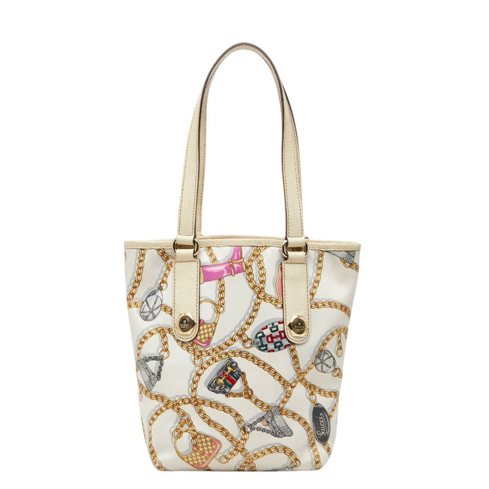 Gucci Chain Bag Accessory Motif Handbag Tote White Multicolor Leather